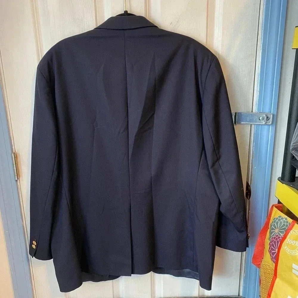 Chaps Ralph Lauren Pure New Wool 2 Button Blue Blazer Men Size 46 R Pockets